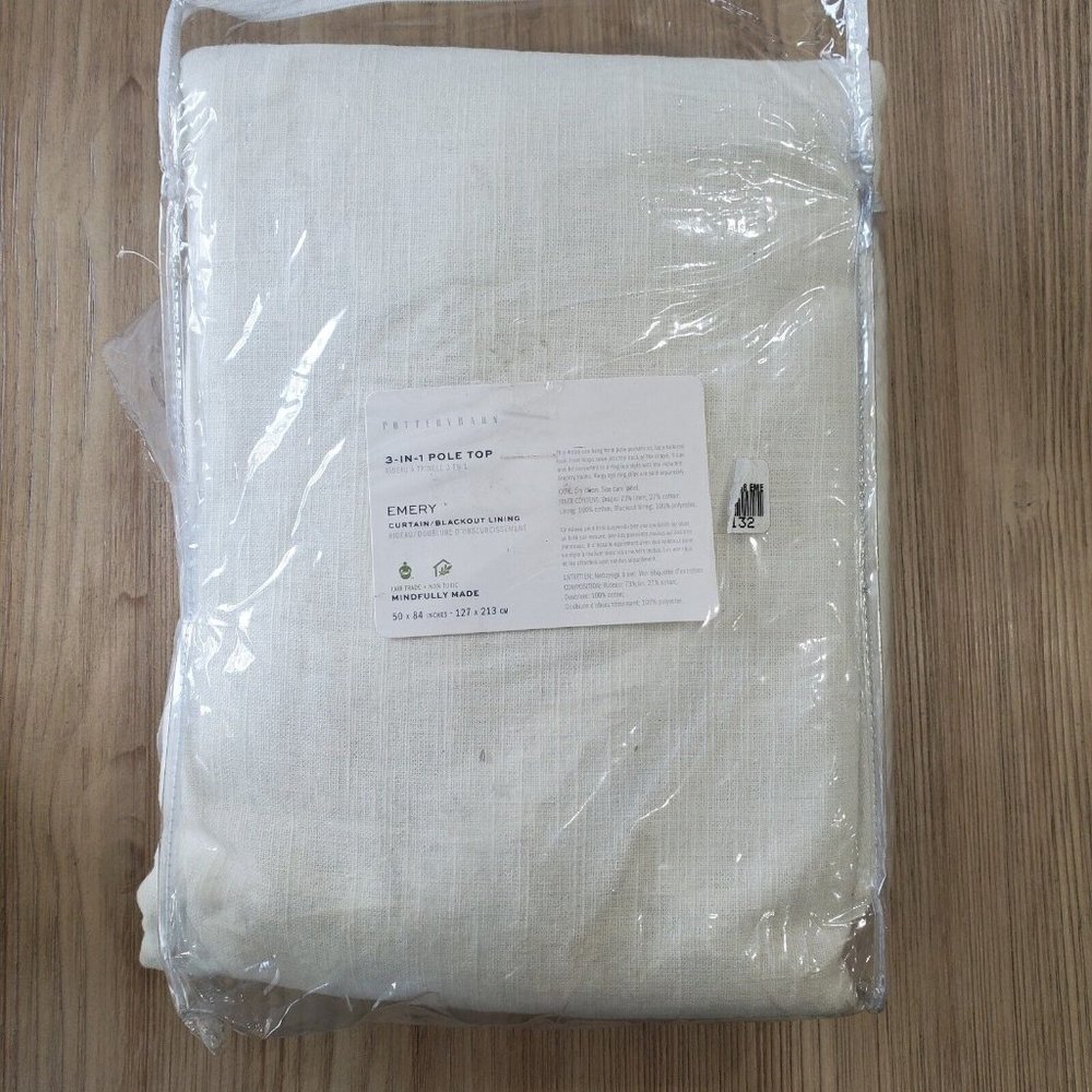 Pottery Barn Emery Drape Grommet Curtain Blackout Curtain 50" x 84" White